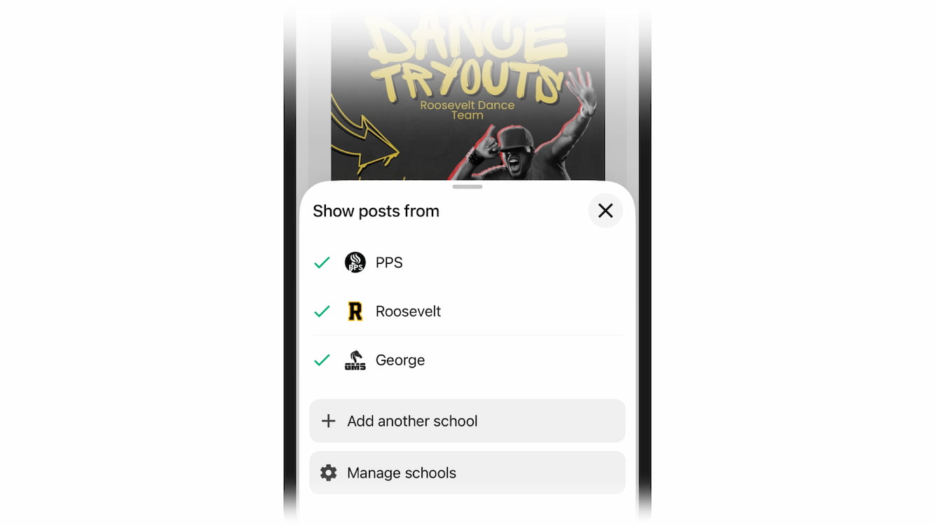 Selecting multiple schools for the combined Trivory newsfeed